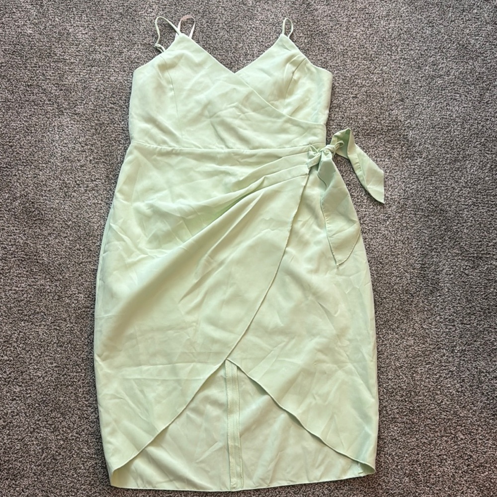 BCBGeneration Green Pea Asymmetrical Sheath Dress